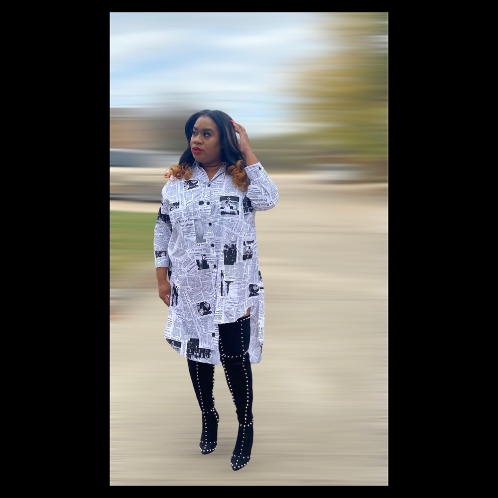 Newspaper Print Dress